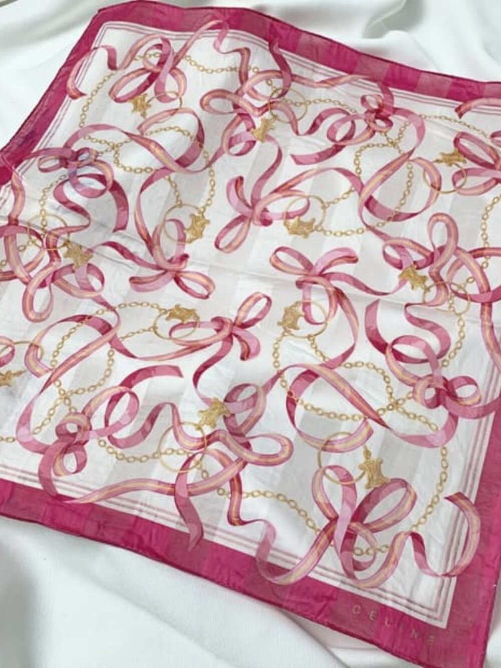 Celine Vintage Paris Macadam Monogram Cotton Scarf / Handkerchief